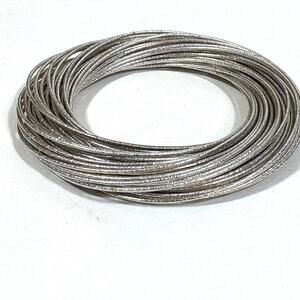 Silver Tone Bangle Bracelet Rolling Interlocking Metal Sparkle Statement Chunky